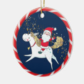 Santa Rides a Unicorn Cute Keramisch Ornament (Links)