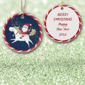 Santa Rides a Unicorn Cute Keramisch Ornament