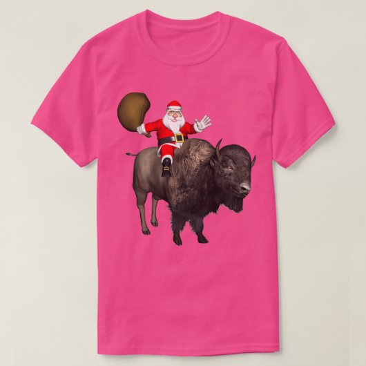 Santa Riding A Bison T-shirt (Design voorkant)