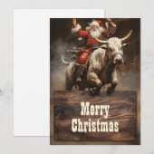 Santa Riding a Bull Feestdagenkaart (Voorkant / Achterkant)