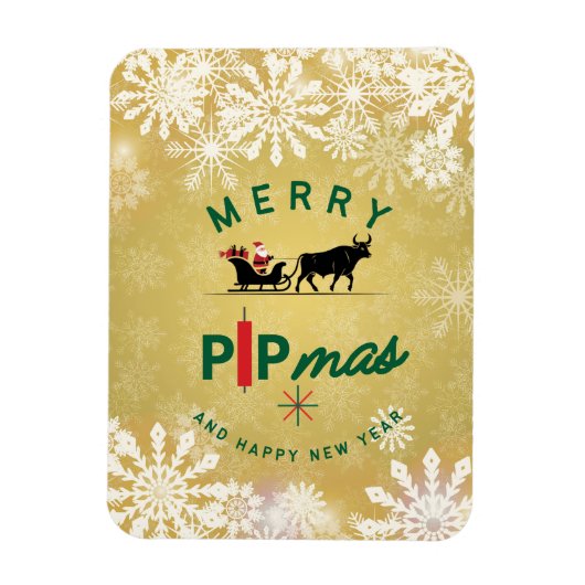Santa Riding a Bull Sleigh – Forex Pipmas Gift Magneet (Verticaal)