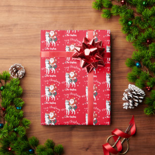 Santa Riding a Husky Dog Merry Kerstmis Cadeaupapier