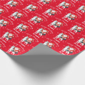 Santa Riding a Husky Dog Merry Kerstmis Cadeaupapier (Hoek)