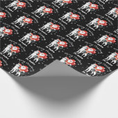 Santa Riding a Husky Dog Merry Kerstmis Cadeaupapier (Hoek)