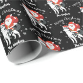 Santa Riding a Husky Dog Merry Kerstmis Cadeaupapier (Rol Hoek)