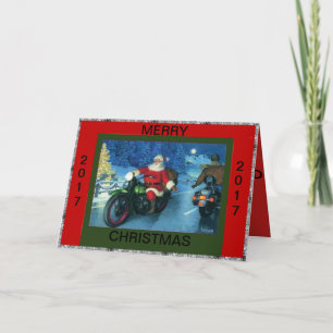 SANTA RIDING A MOTORCYCLE CHRISTMAS CARD FEESTDAGEN KAART