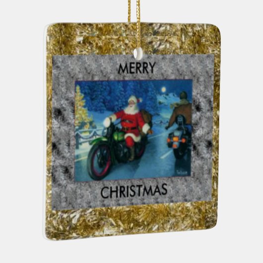 Santa Riding a Motorcycle Christmas Ornament (Rechts)