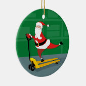 Santa Riding a Pallet Jack Keramisch Ornament (Rechts)