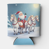 Santa Riding a Sleigh Led by White Horses Blikjeskoeler (Voorkant)