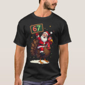 🎅🦃 Santa Riding a Turkey with Number 67 Funny T-shirt (Voorkant)