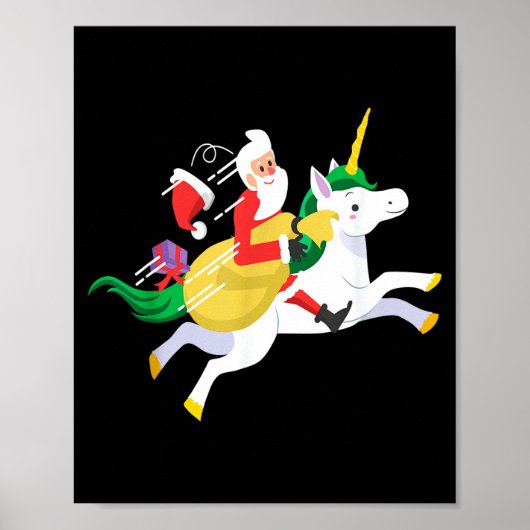 Santa Riding A Unicorn Funny Christmas Gift Poster (Voorkant)