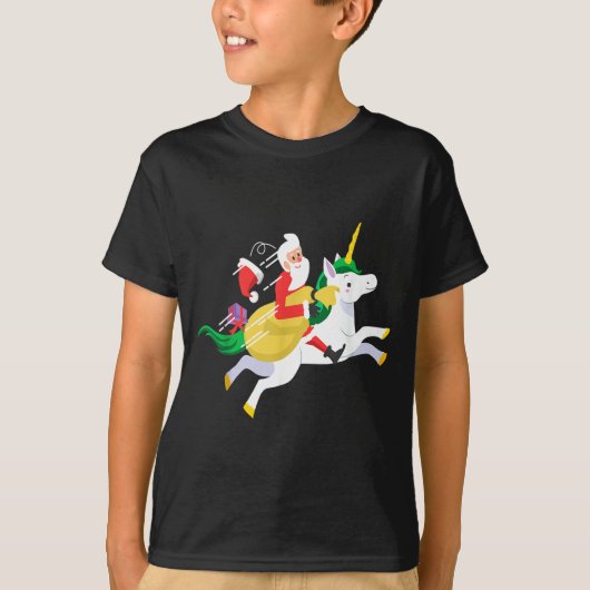 Santa Riding A Unicorn Funny Christmas Gift  T-shirt (Voorkant)