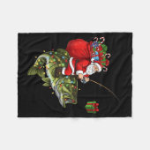 Santa Riding B Fish Christmas Fishing Funny Xmas P Fleece Deken (Voorkant (Horizontaal))