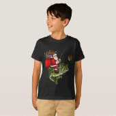 Santa Riding B Fish Christmas Fishing Funny Xmas P T-shirt (Voorkant volledig)