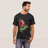 Santa Riding B Fish Christmas Fishing Funny Xmas P T-shirt (Voorkant volledig)