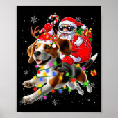 Santa Riding Beagle Christmas Lights Funny Dog Xma Poster (Voorkant)