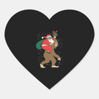 Santa Riding Bigfoot Grappig Yeti Kerstmis ontwerp Hart Sticker