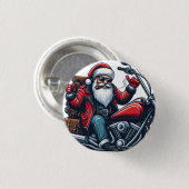 Santa Riding Bike Ronde Button 3,2 Cm (Voorkant /achterkant)