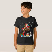 Santa Riding Bizon Kerstmis Pyjama Familie Matchin T-shirt (Voorkant volledig)