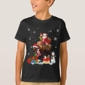 Santa Riding Bizon Kerstmis Pyjama Familie Matchin T-shirt (Voorkant)