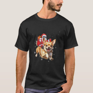 Santa Riding Chihuahua Kerstboom Lichten Kerstmis T-shirt