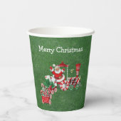 Santa Riding Christmas Train Candy Canes Letters Papieren Bekers (Achterkant)