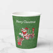 Santa Riding Christmas Train Candy Canes Letters Papieren Bekers (Voorkant)