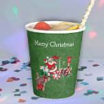 Santa Riding Christmas Train Candy Canes Letters Papieren Bekers<br><div class="desc">Deze papieren bekers zijn donkergroen met de kerstman die op een rode en witte kersttrein rijdt met snoepstokken en brieven aan de kerstman met pepermunt snoepjes wielen. Pas jouw tekst aan met de sjablonen aan de voor- en achterkant.</div>