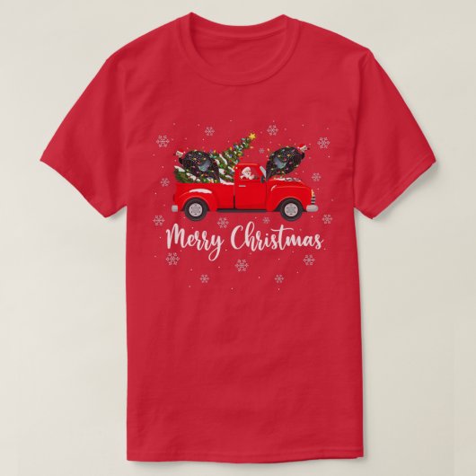 Santa Riding Christmas Tree Truck Guinea Fowl Bird T-shirt (Design voorkant)