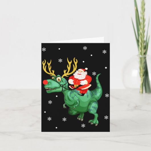Santa Riding Dinosaur Funny Merry Christmas Lover  Kaart (Voorkant)