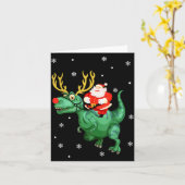 Santa Riding Dinosaur Funny Merry Christmas Lover  Kaart (Gele Bloem)