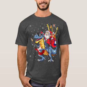 Santa Riding Dinosaur Guitar T re Guitarist Boys T-shirt