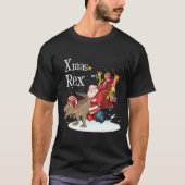 Santa Riding Dinosaur Kerstrex T-shirt (Voorkant)