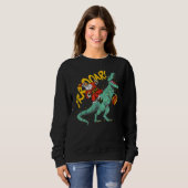 Santa Riding Dinosaur rex Christmas Xmas Kids Boys Trui (Voorkant volledig)