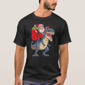 Santa Riding Dinosaur rex kerstfeestdag B T-shirt (Voorkant)
