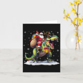 Santa Riding Dinosaur T Rex Christmas Boys Men Xma Kaart (Gele Bloem)