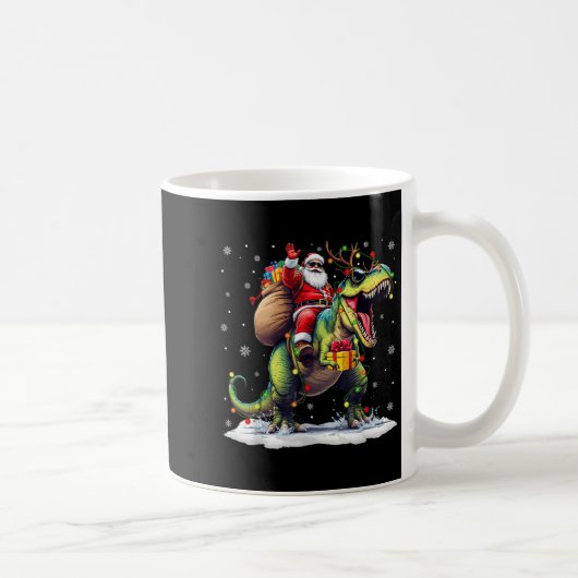Santa Riding Dinosaur T Rex Christmas Boys Men Xma Koffiemok (Rechts)