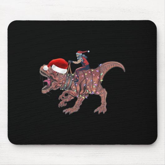Santa Riding Dinosaur T Rex Christmas Boys Men Xma Muismat (Voorkant)