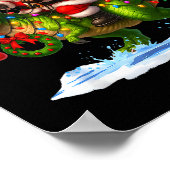 Santa Riding Dinosaur T Rex Christmas Boys Men Xma Poster (Hoek)