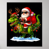Santa Riding Dinosaur T Rex Christmas Boys Men Xma Poster (Voorkant)