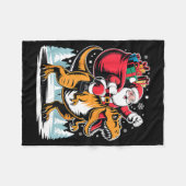 Santa Riding Dinosaur T Rex Christmas Boys Xmas  Fleece Deken (Voorkant (Horizontaal))