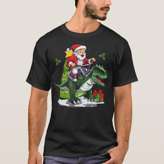 Santa Riding Dinosaur T-Rex Christmas Dinosaurs (2 T-shirt (Voorkant)