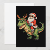 Santa Riding Dinosaur T Rex Christmas Retro Xmas Feestdagenkaart (Voorkant / Achterkant)