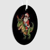 Santa Riding Dinosaur T Rex Christmas Retro Xmas Ornament (voorkant)