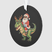 Santa Riding Dinosaur T Rex Christmas Retro Xmas Ornament (voorkant)