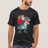 Santa Riding Dinosaur T Rex Funny kerstjongens M T-shirt (Voorkant)