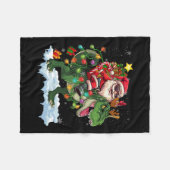 Santa Riding Dinosaur T Rex kerstboomverlichting Fleece Deken (Voorkant (Horizontaal))