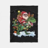 Santa Riding Dinosaur T Rex kerstboomverlichting Fleece Deken (Voorkant)