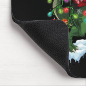 Santa Riding Dinosaur T Rex kerstboomverlichting Muismat (Hoek)