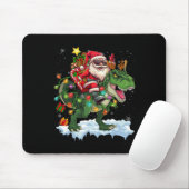 Santa Riding Dinosaur T Rex kerstboomverlichting Muismat (Met muis)